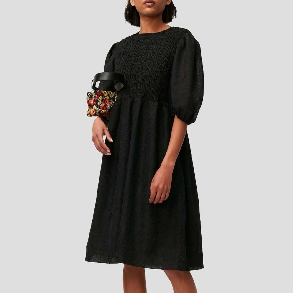 Ganni Crinkled Georgette Midi Dress